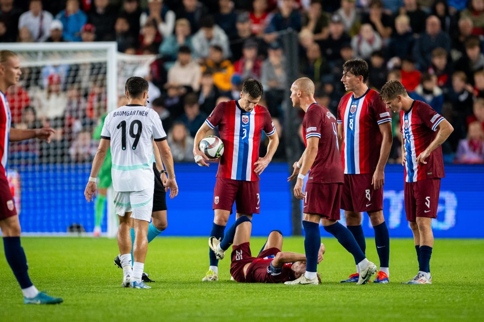 Martin Odegaard was injured against Austria