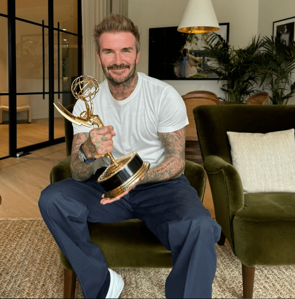 Becks showed off the prestigious gong on his Instagram