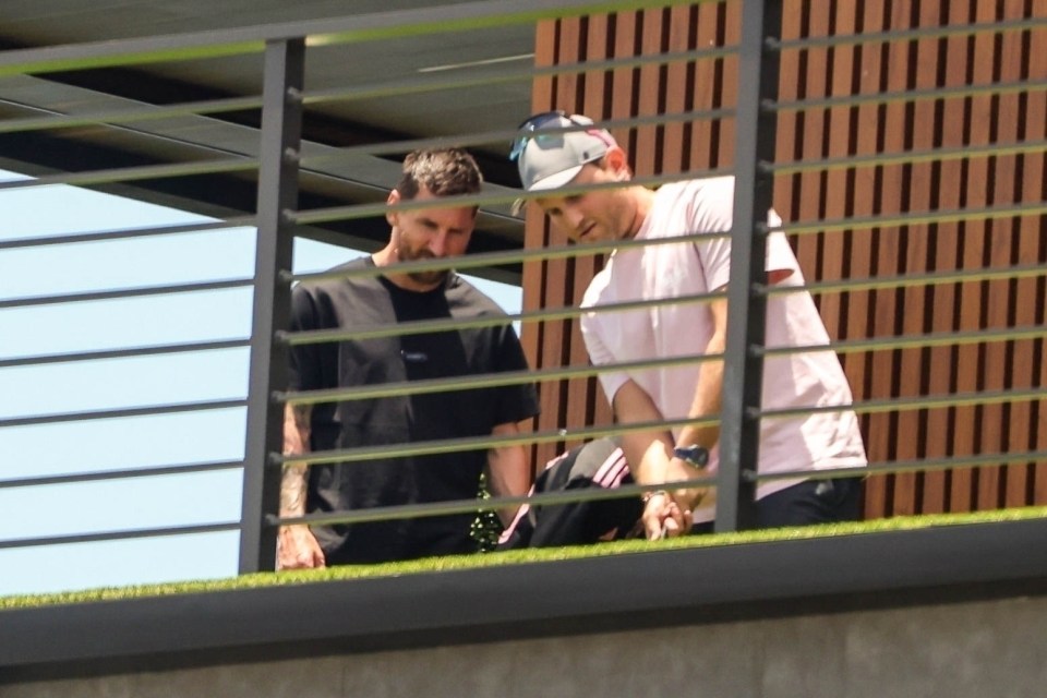 Messi was seen on the putting green which is located on the roof terrace of the house