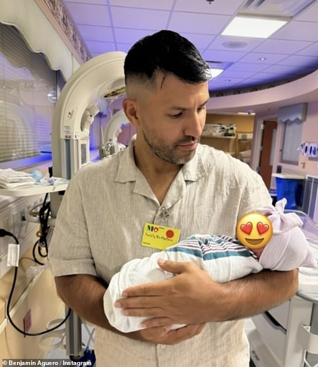 Sergio Aguero has become a father for the second time, welcoming a new baby daughter