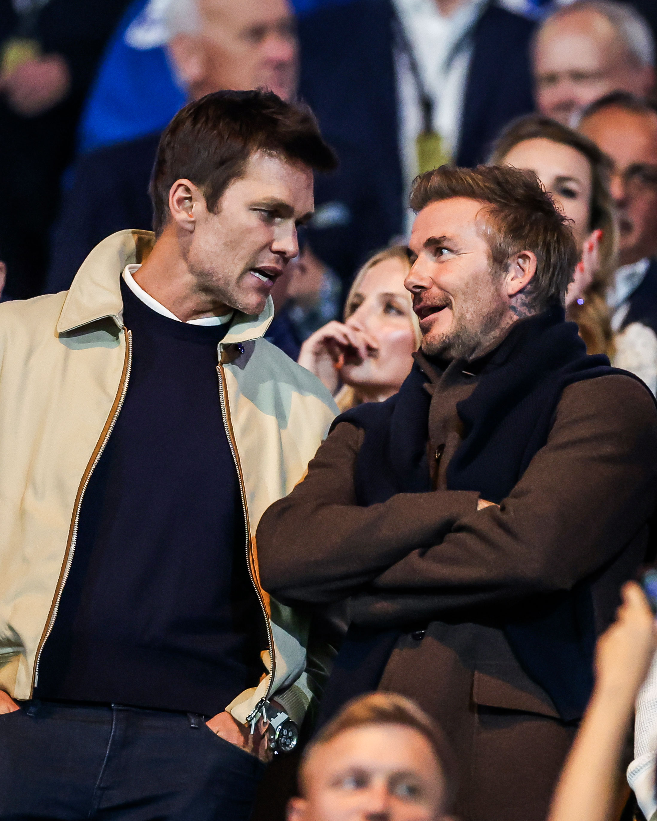 B/R Football on X: "Tom Brady and David Beckham having a good time at  Birmingham City vs. Wrexham  https://t.co/FIzO6TkL7d" / X