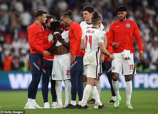 The racial abuse that Saka, Jadon Sancho and Marcus Rashford suffered after the Euro 2020 final has not been forgotten