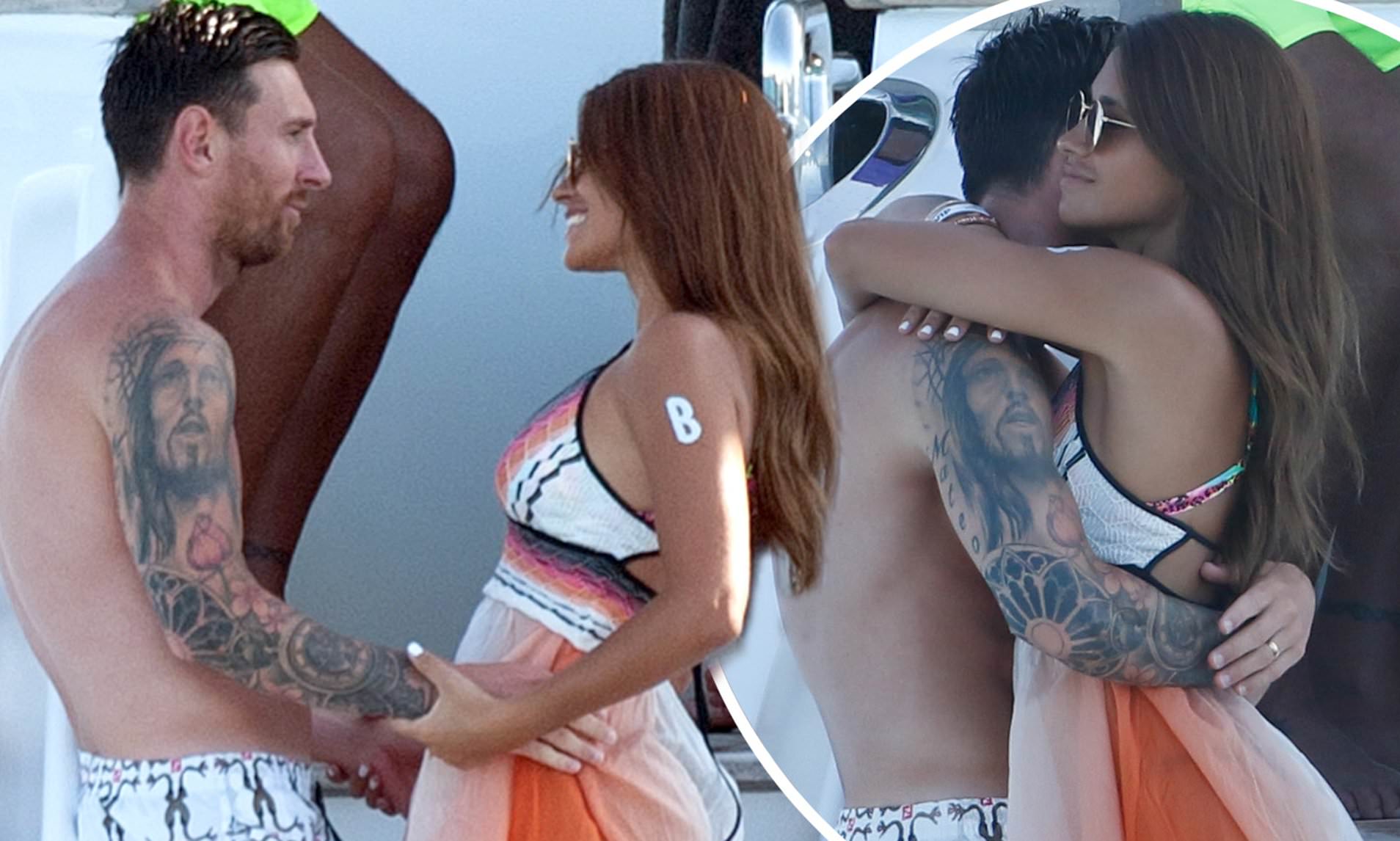 Lionel Messi enjoys a private moment with stunning wife Antonella Roccuzzo | Daily Mail Online