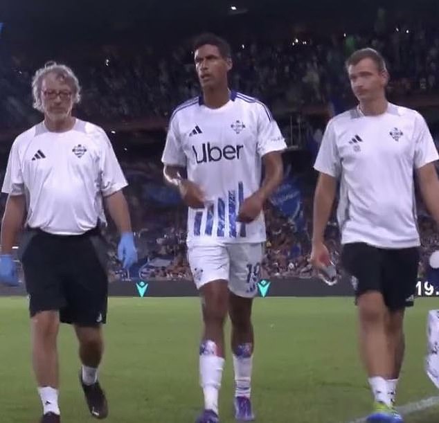 Varane endured a nightmare debut for Como after being withdrawn due to an injury