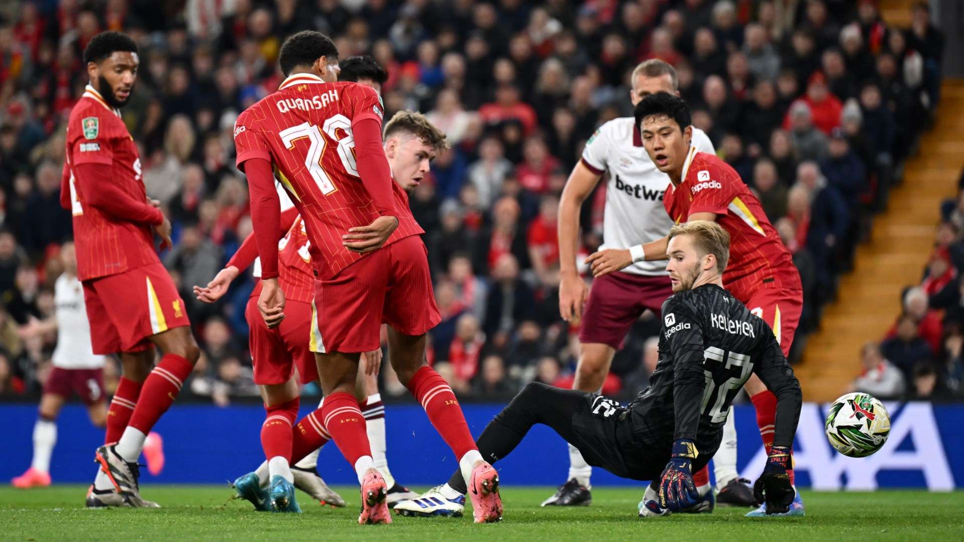 Jarell Quansah own goal Liverpool West Ham Carabao Cup 2024-25