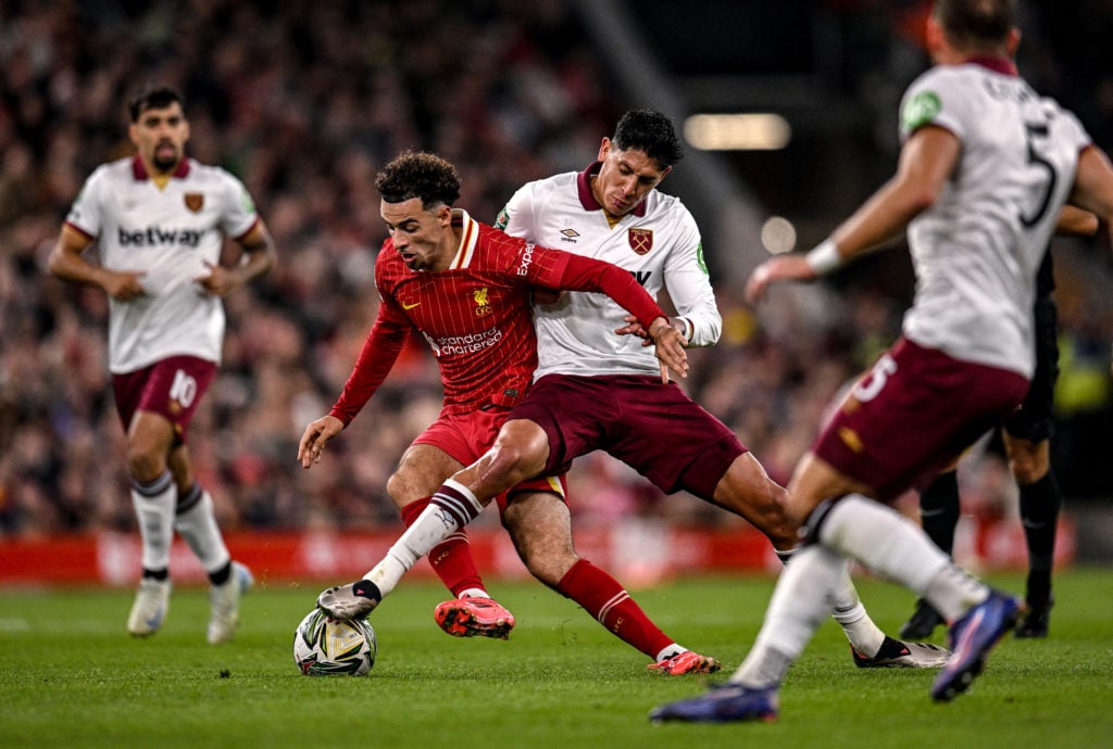 (THE SUN OUT, THE SUN ON SUNDAY OUT) Curtis Jones of Liverpool during the Carabao Cup Third Round match between Liverpool and West Ham United at An...