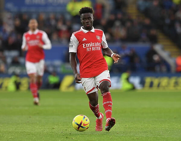 Thrilling Moment: Bukayo Saka in Action Leicester City vs